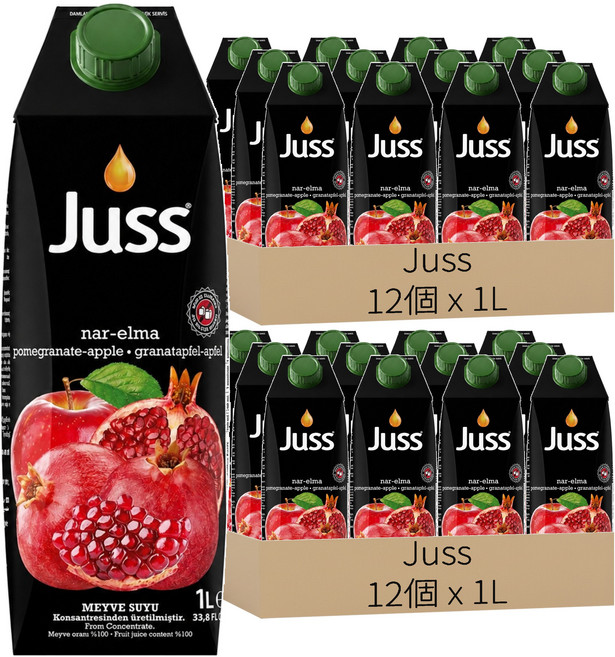 Juss 石榴蘋果汁, 24個, 1L