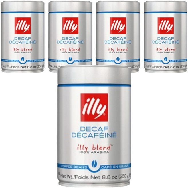 illy 意利 低咖啡因研磨咖啡, 無研磨咖啡豆, 250g, 5罐