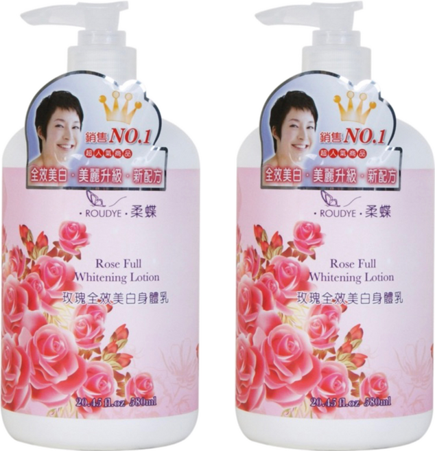 Roudye 柔蝶 玫瑰全效美白身體乳, 580ml, 2瓶