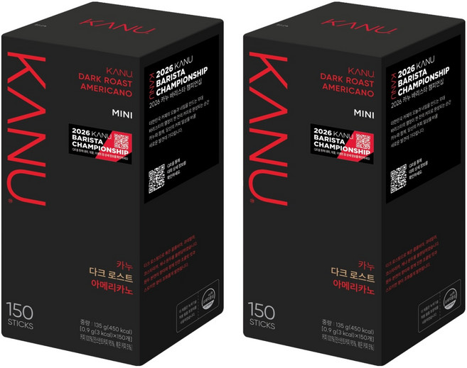 KANU 深度烘焙美式原豆咖啡隨身包, 900mg, 150入, 2個