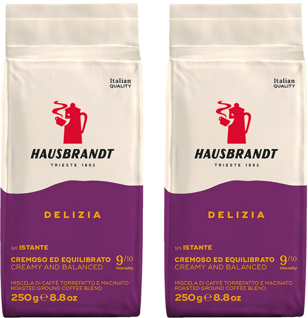 HAUSBRANDT DELIZIA 咖啡粉, 2個, 1個裝, 250g