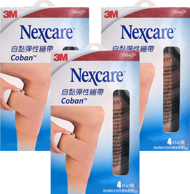 3M Nexcare 自黏彈性繃帶 1584CP 4吋, 3捲, 1捲