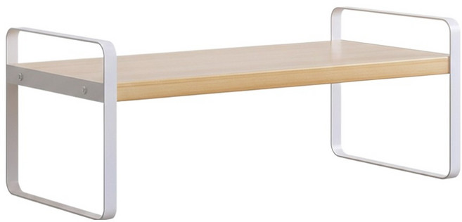 屋 單層桌面置物架 50cm, 白架 + 原木色, 1個