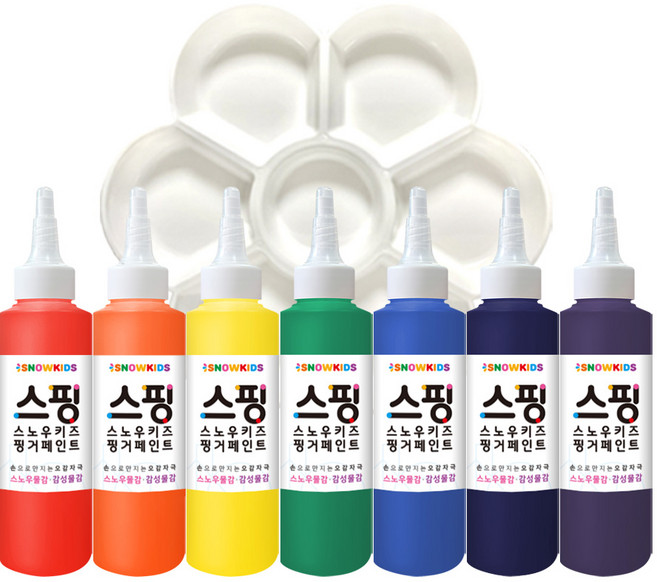 SNOWKIDS 彩虹手指膏調色盤組, 140ml, 7色