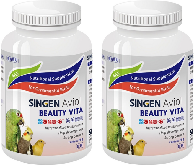 SINGEN 信元發育寶 AG5 美毛維他營養補給品 觀賞鳥用, 60g, 2罐