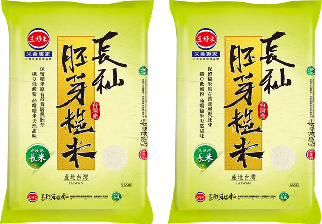 三好米 長秈胚芽糙米, 3kg, 2包