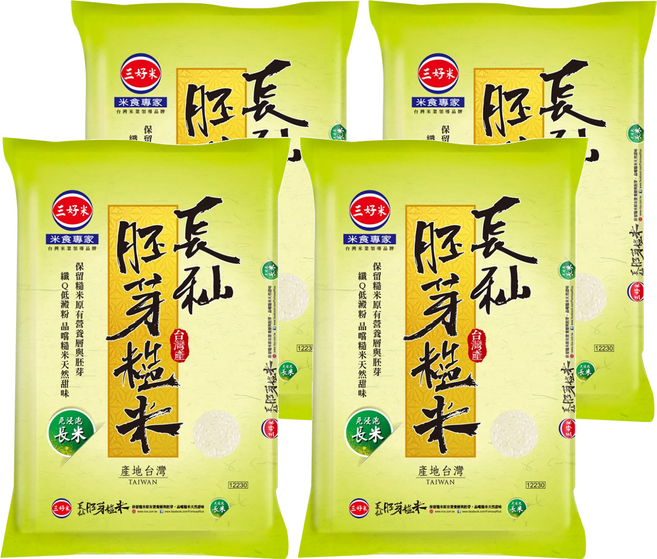 三好米 長秈胚芽糙米, 3kg, 4包