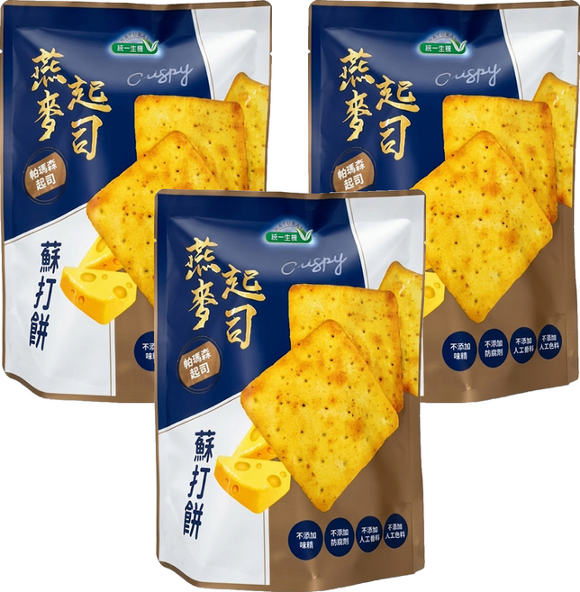 統一生機 燕麥起司蘇打餅 7入, 108g, 3袋