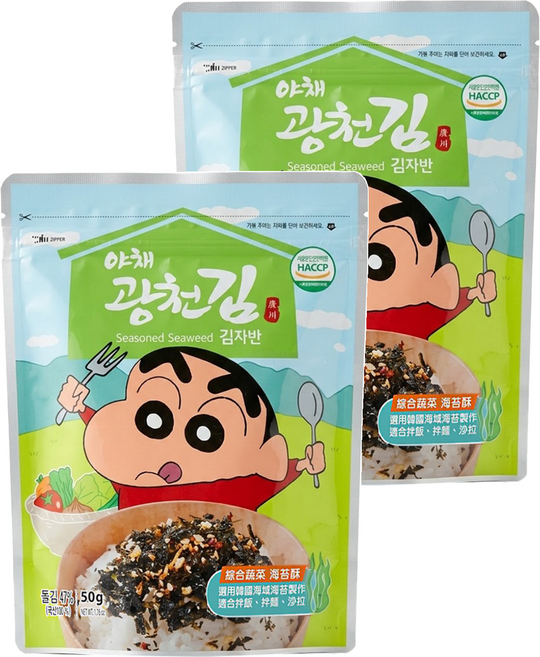 Baekje 百濟 蠟筆小新 綜合蔬菜海苔酥, 50g, 2包