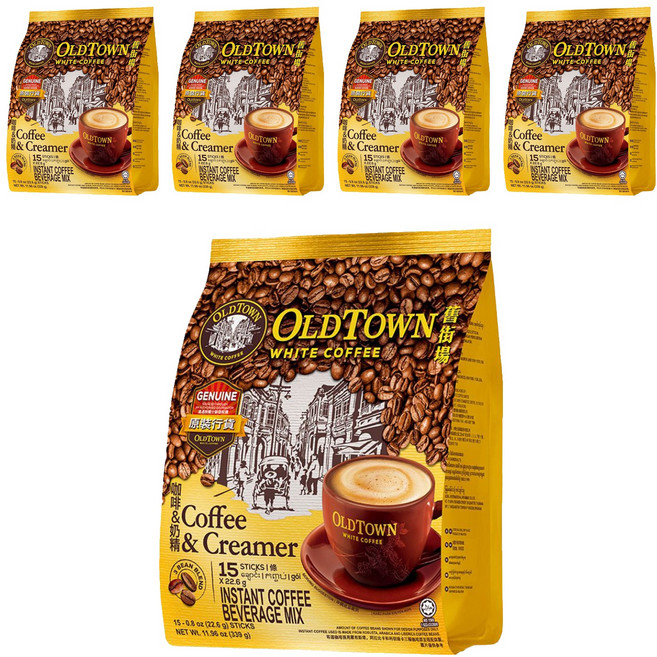 OLDTOWN WHITE COFFEE 舊街場白咖啡 咖啡&奶精 即溶咖啡飲品, 25g, 15條, 5袋