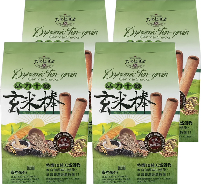 大地穀萊寶 活力十穀玄米棒, 180g, 4袋
