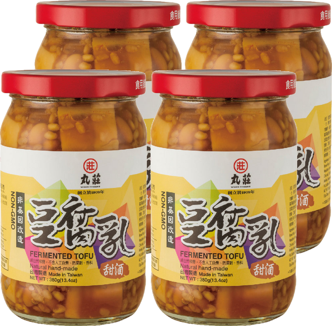 丸莊醬油 甜酒豆腐乳 非基因改造, 380g, 4罐