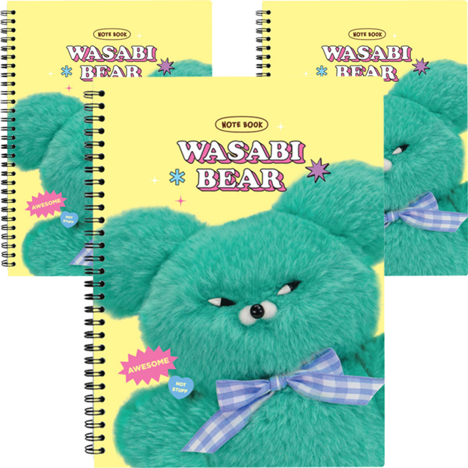 PINKFOOT Wasabi Bear 大學筆記本, 黃色, 3個