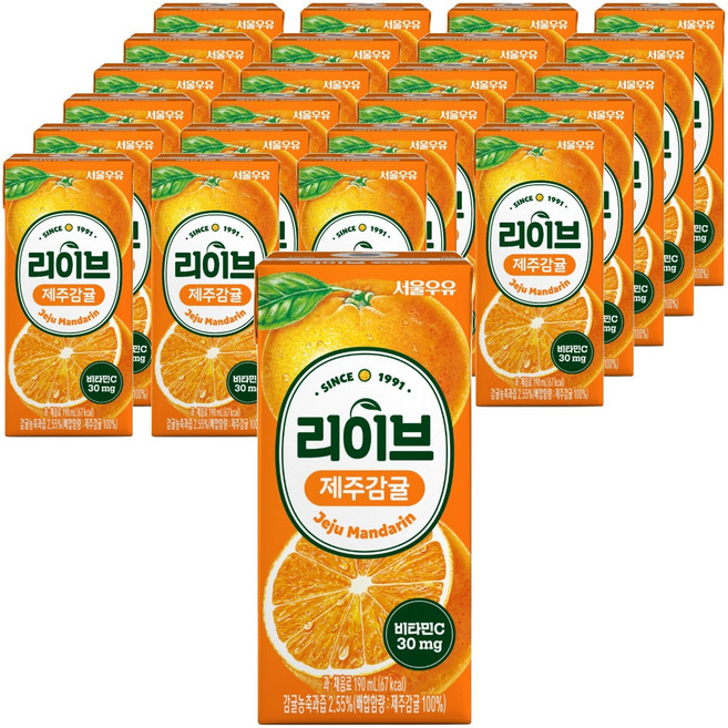 Seoul Milk 首爾牛奶 Live 濟州柑橘果汁, 190ml, 24個