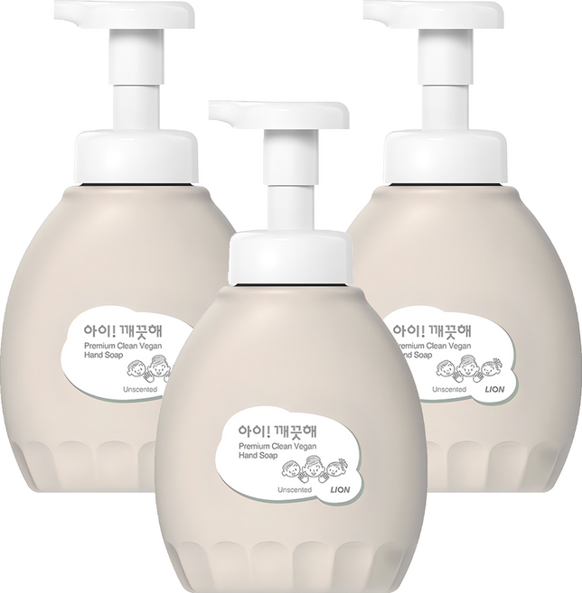 LION 獅王 趣淨 Clean Vegan洗手慕斯 無香, 450ml, 3個
