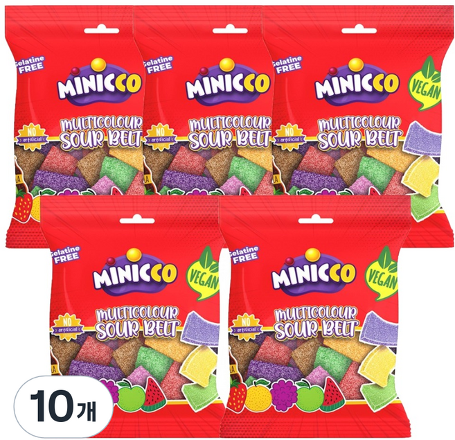 MINICCO 純素多彩酸扁帶軟糖, 10個, 50g
