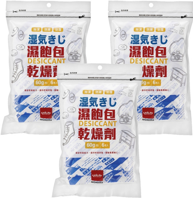 UdiLife 優的生活大師 濕飽包 乾燥劑 除濕 防潮 防霉 生石灰 除濕劑 WG9655A, 360g, 3袋