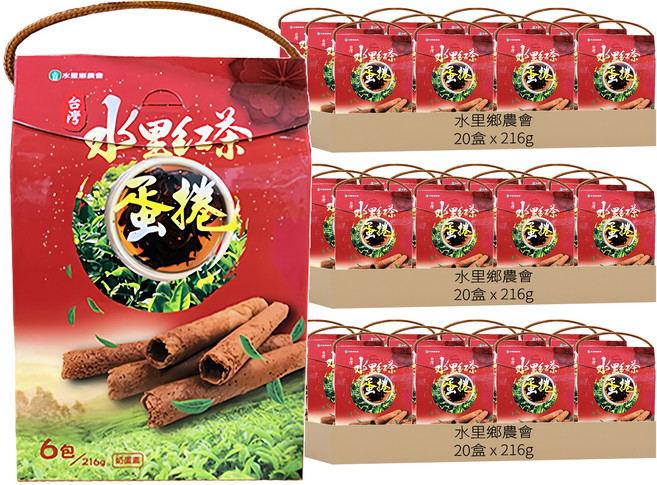 水里鄉農會 水里紅茶蛋捲 6包, 216g, 60盒