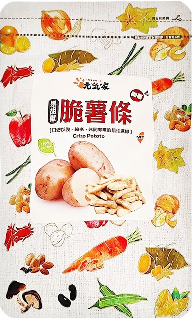元氣家 黑胡椒脆薯, 100g, 1包