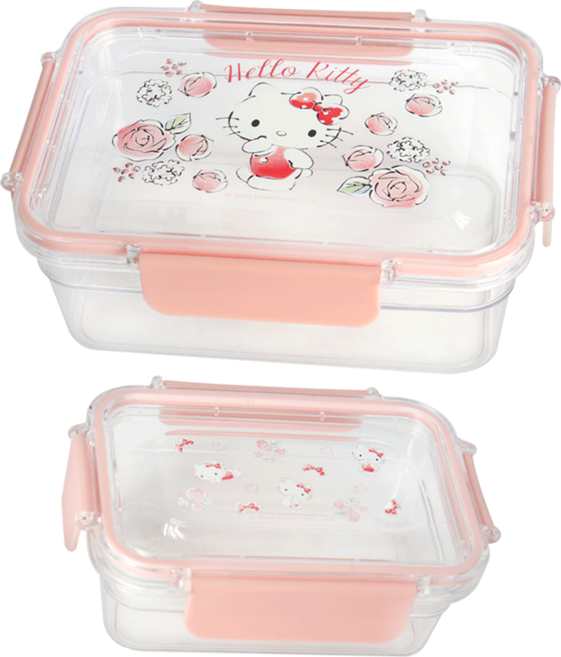 Hello Kitty 凱蒂貓 TRITAN 密封保鮮盒二件組, 1組, 2個容器 + 2個蓋子