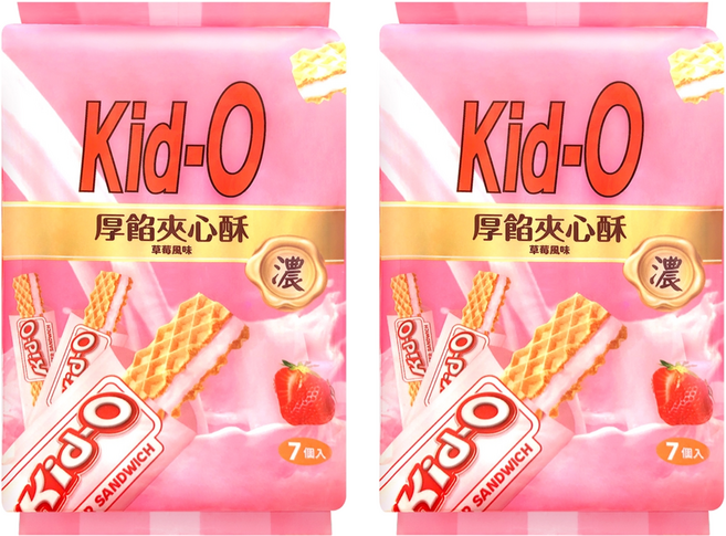 Kid-O 厚餡夾心酥 草莓風味, 91g, 2袋