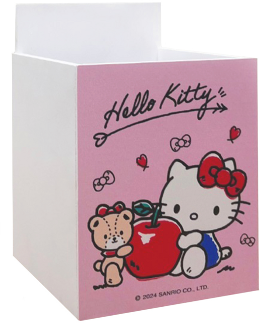 U-House 樺新 Sanrio 三麗鷗 磁吸式木製收納盒 附黏貼式磁鐵片, 美味蘋果粉色 + 白色, 1個