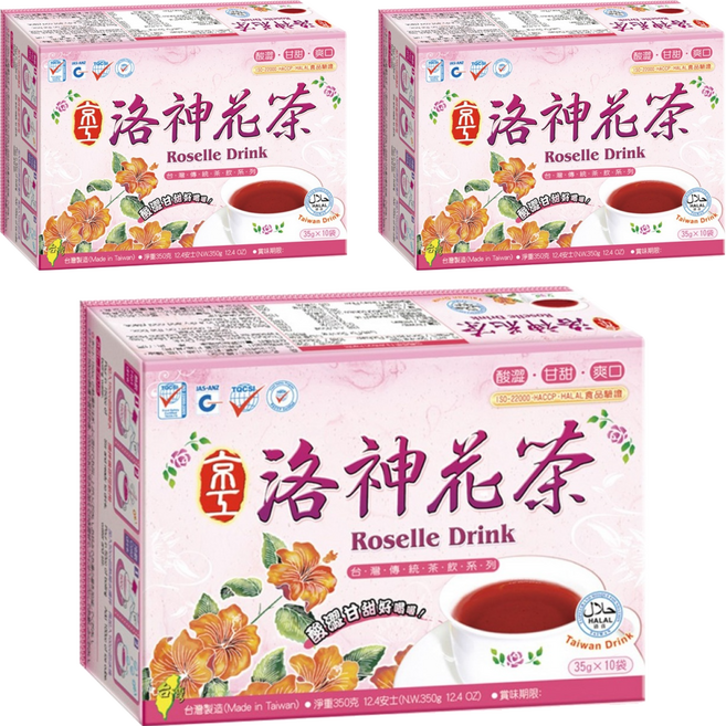 京工 洛神花茶, 35g, 10包, 3盒