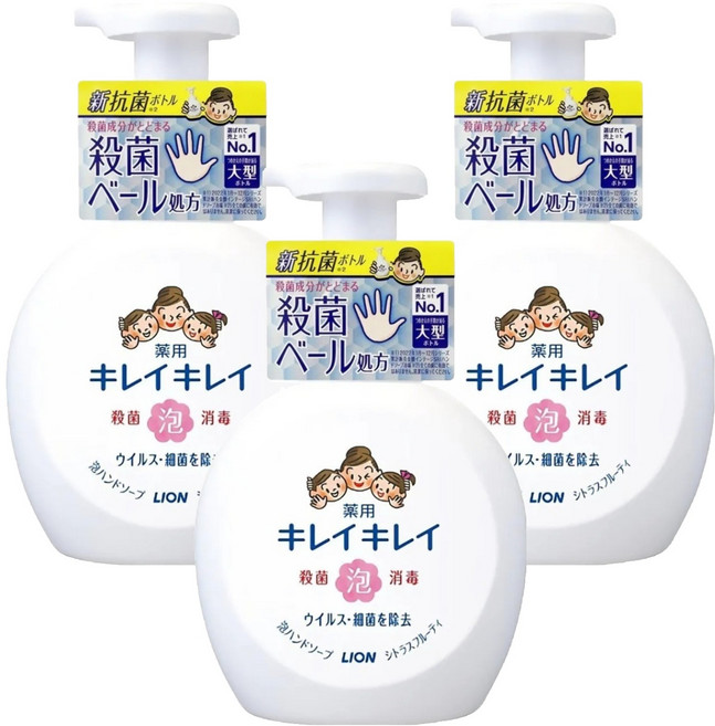 LION 獅王 趣淨 抗菌洗手慕斯 柑橘, 500ml, 3瓶