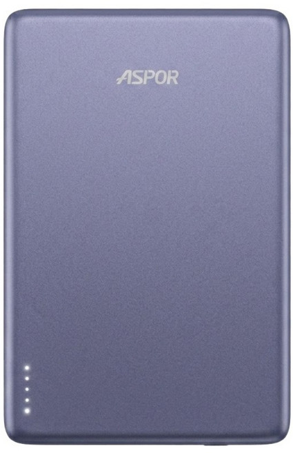 ASPOR 金屬超薄款磁吸充行動電源5000mAh 20W USB-C, A381, 浪漫紫
