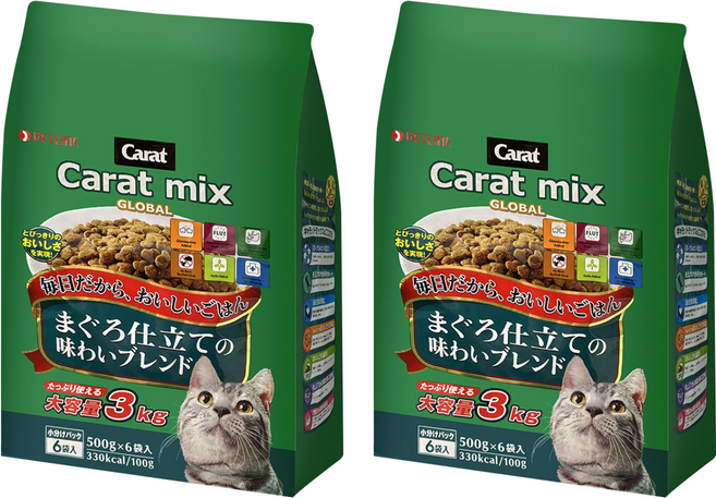 Carat 克拉 綜合貓糧, 3kg, 2包, 玉米、魚粉、小麥粉、玉米蛋白粉、大豆油