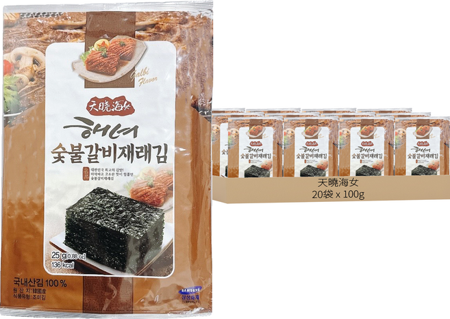 天曉海女 烤肉風味海苔, 100g, 5個