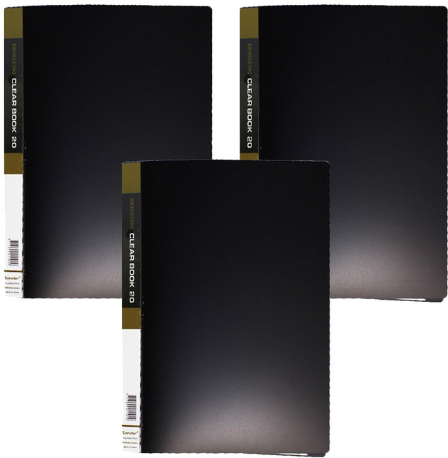 素面資料夾 3孔, 黑色, 3入
