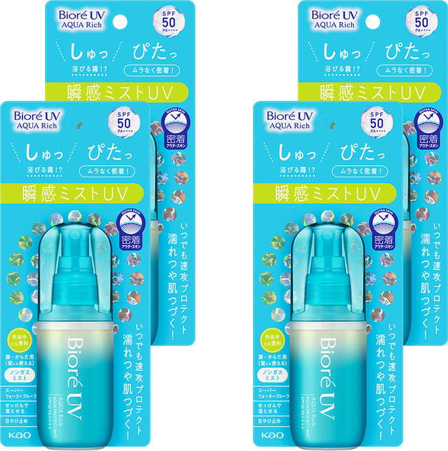 Biore 蜜妮 台灣公司貨 含水防曬水珠噴霧, 4瓶, 60ml