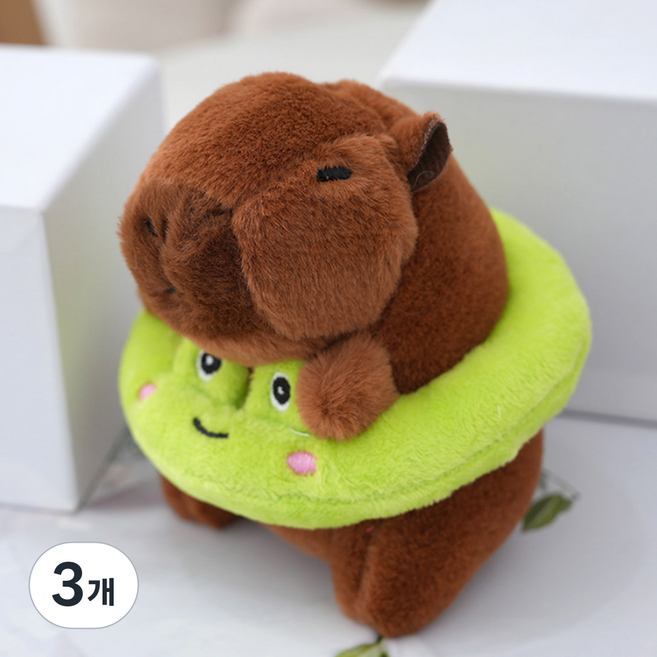 I'CLE 造型水豚絨毛娃娃鑰匙圈, 11 青蛙泳圈, 12cm, 3個