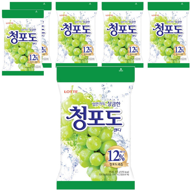 LOTTE 樂天 青葡萄糖果, 323g, 6個