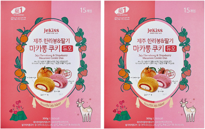 JeKiss 濟州漢拏峰與草莓馬卡龍餅乾雙拼組, 300g, 2個
