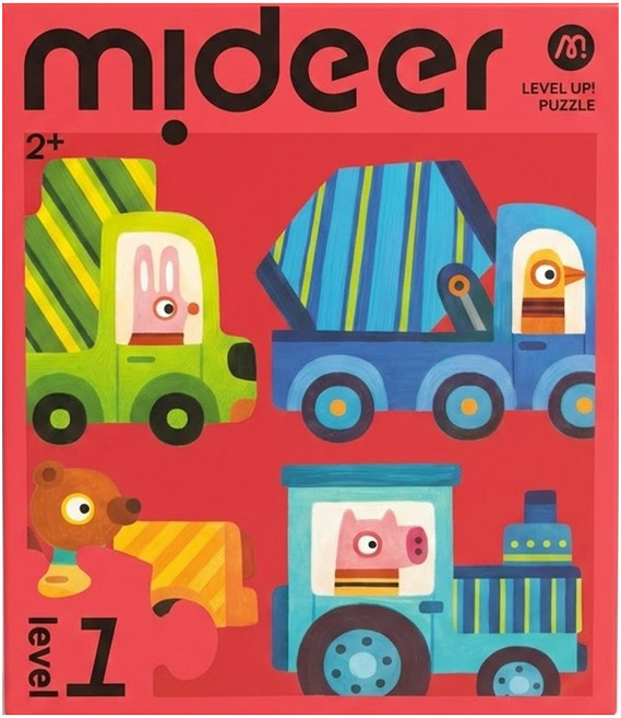 mideer 進階式拼圖, 32片, LEVEL1 汽車大隊, 1盒