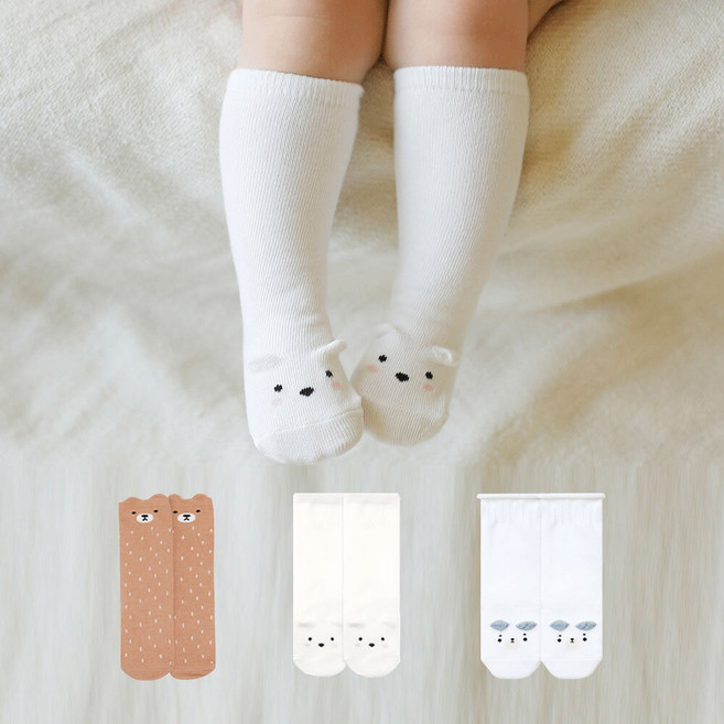 HI BABY KIDS 嬰幼兒小熊及膝襪3雙組