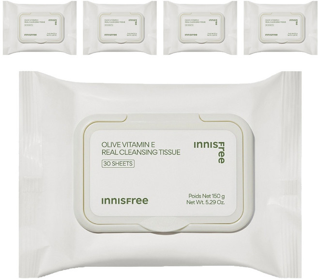 INNISFREE 台灣公司貨 橄欖維他命E卸妝棉, 30張, 5包