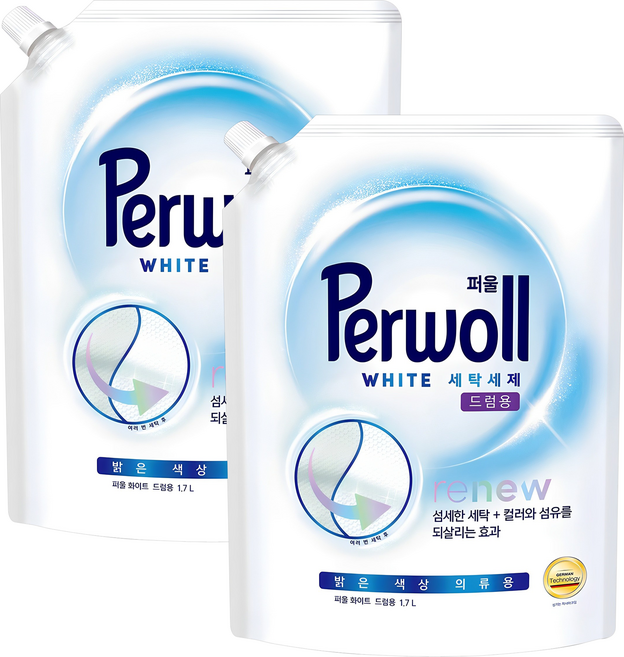 Perwoll 洗衣精補充包 滾筒洗衣機用 淺色衣物專用, 2包, 1.7L