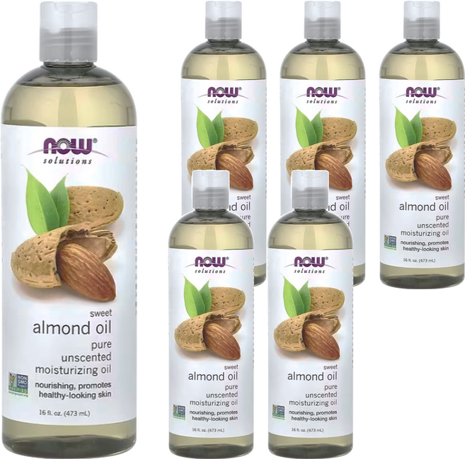 NOW Foods 純甜杏仁保濕油/基底油, 473ml, 6瓶