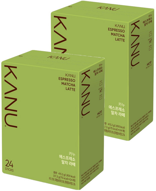 KANU 義式濃縮抹茶拿鐵即溶咖啡, 17.3g, 24入, 2個