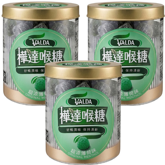 VALDA 樺達 軟喉糖 超涼薄荷口味, 160g, 3罐