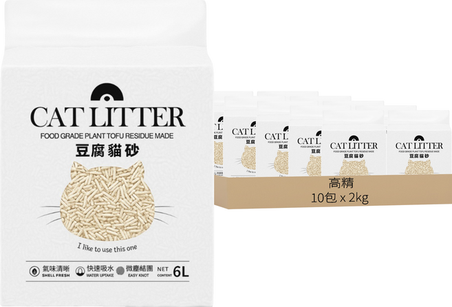 高精寵物 CAT LITTER 豆腐貓砂, 原味, 6L, 10包