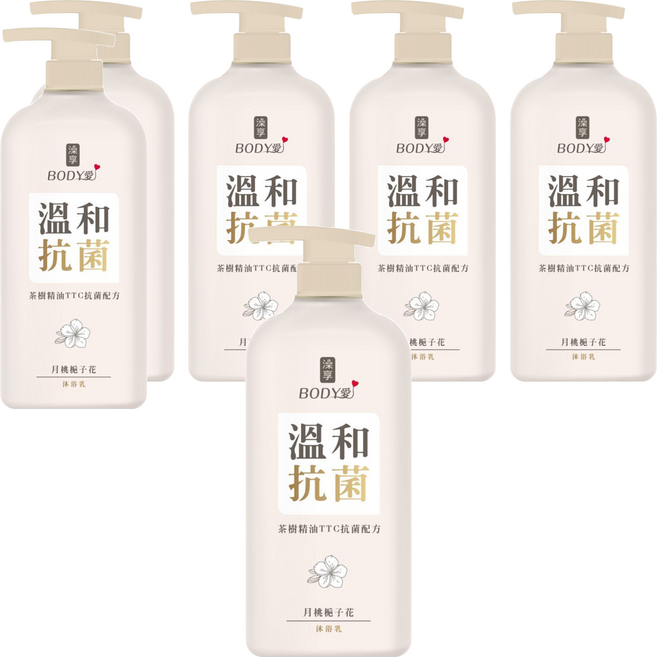 澡享 BODY愛抗菌沐浴乳 月桃梔子花, 900g, 6瓶