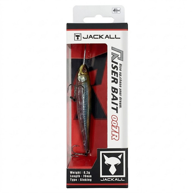 JACKALL RISER BAIT 007R 急速上浮米諾 日本製造 硬餌 路亞 70mm, 196 混合顏色, 8.2g, 1個