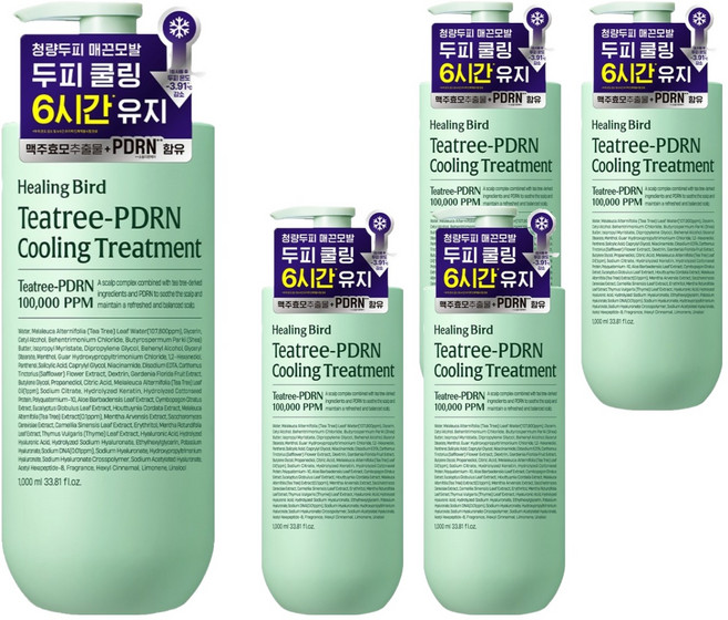 Healing Bird 茶樹PDRN矽膠FREE涼感防脫髮護髮素, 5個, 1L