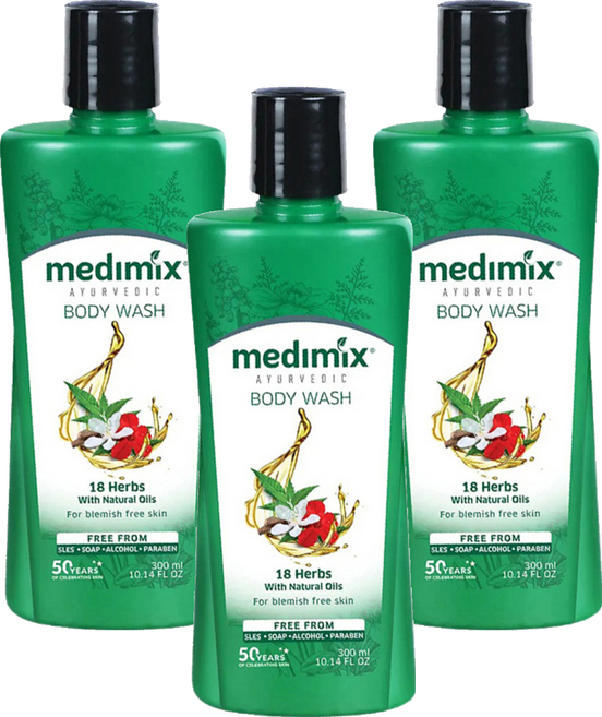 medimix 阿育吠陀秘方沐浴液態皂 草本, 300ml, 3瓶