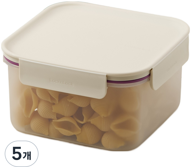 LocknLock 樂扣樂扣 Fresh Protect 密封容器 象牙白, 5個, 1.25L