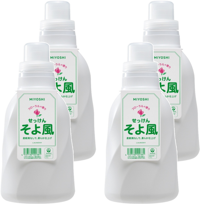 MIYOSHI 本體 微風花香 MIYOSHI 玉之肌 無添加洗衣精, 1.1L, 4瓶
